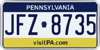 PA license plate JFZ8735