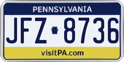 PA license plate JFZ8736
