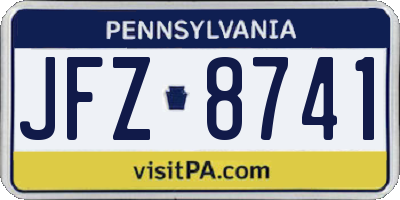 PA license plate JFZ8741