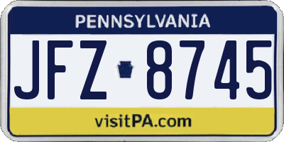 PA license plate JFZ8745