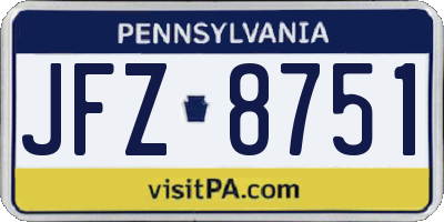 PA license plate JFZ8751