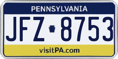 PA license plate JFZ8753
