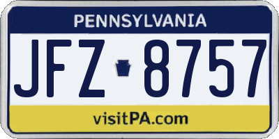 PA license plate JFZ8757