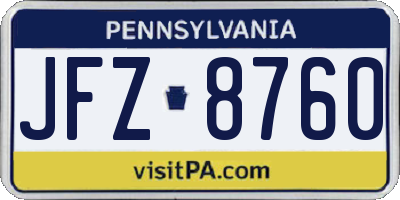 PA license plate JFZ8760