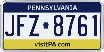 PA license plate JFZ8761