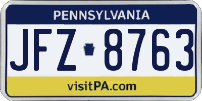 PA license plate JFZ8763