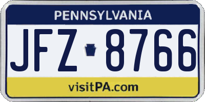 PA license plate JFZ8766