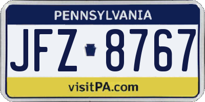 PA license plate JFZ8767