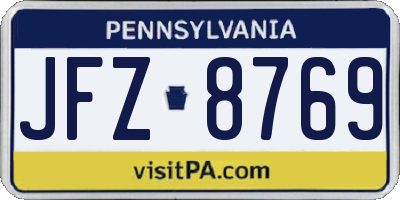 PA license plate JFZ8769