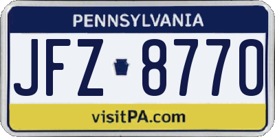 PA license plate JFZ8770