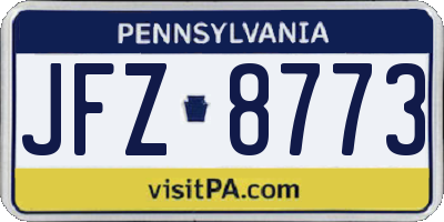 PA license plate JFZ8773
