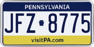 PA license plate JFZ8775