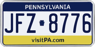 PA license plate JFZ8776