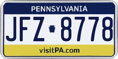 PA license plate JFZ8778