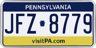 PA license plate JFZ8779