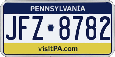 PA license plate JFZ8782