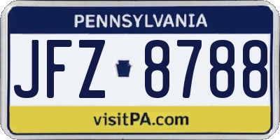 PA license plate JFZ8788
