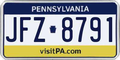 PA license plate JFZ8791