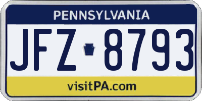 PA license plate JFZ8793