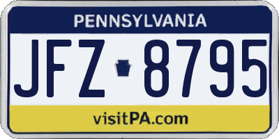 PA license plate JFZ8795
