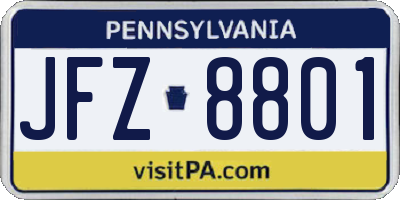 PA license plate JFZ8801