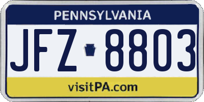 PA license plate JFZ8803