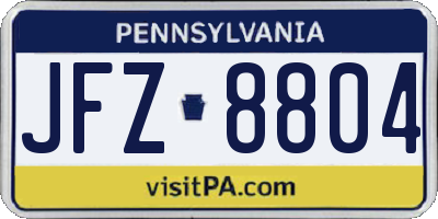 PA license plate JFZ8804