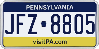 PA license plate JFZ8805