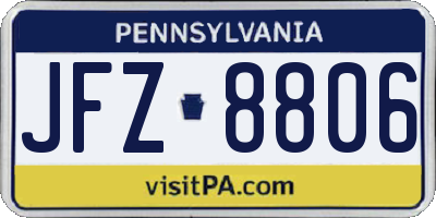 PA license plate JFZ8806