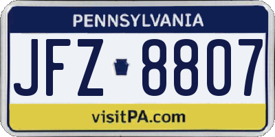 PA license plate JFZ8807