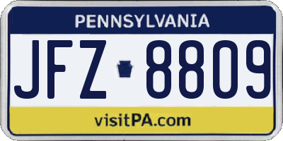 PA license plate JFZ8809
