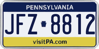 PA license plate JFZ8812