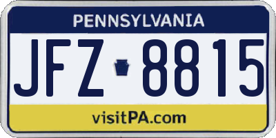 PA license plate JFZ8815