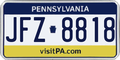 PA license plate JFZ8818