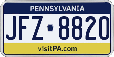 PA license plate JFZ8820