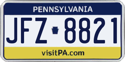 PA license plate JFZ8821