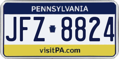 PA license plate JFZ8824