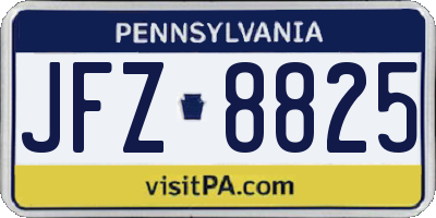 PA license plate JFZ8825