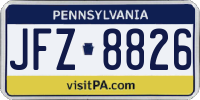PA license plate JFZ8826
