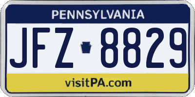 PA license plate JFZ8829