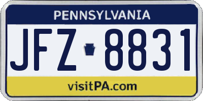 PA license plate JFZ8831