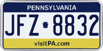 PA license plate JFZ8832
