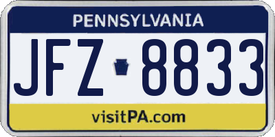 PA license plate JFZ8833