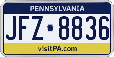 PA license plate JFZ8836