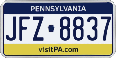 PA license plate JFZ8837