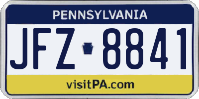 PA license plate JFZ8841