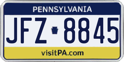 PA license plate JFZ8845