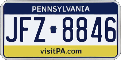 PA license plate JFZ8846