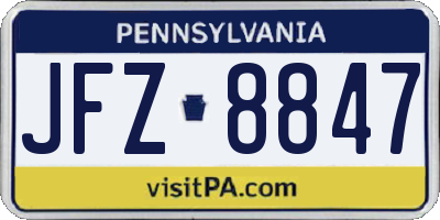 PA license plate JFZ8847
