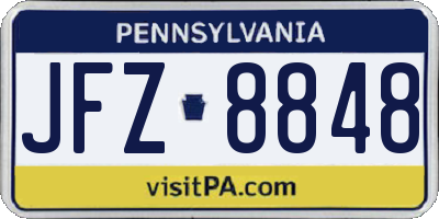 PA license plate JFZ8848